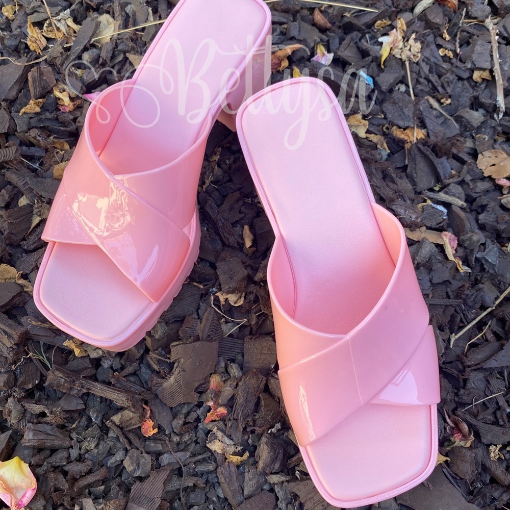 Light pink Chunky Heel Jelly Sandals - Picture 4 of 6